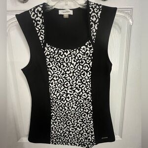 Calvin Klein Women's Black and White Leopard Print Top